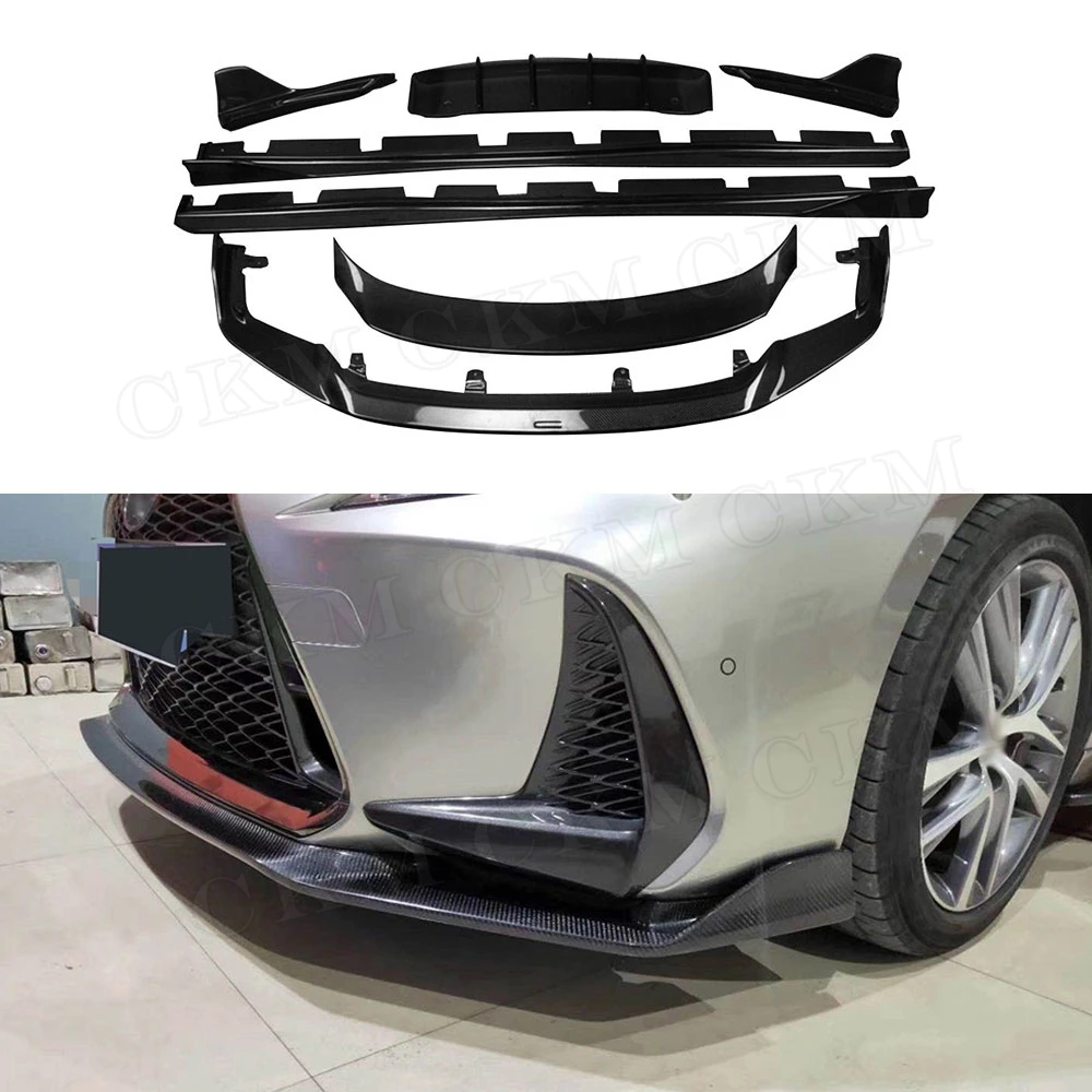 

CKMUUER Carbon Fiber for LEXUS IS300 IS350 IS F Sport Sedan 4 Door 2017-2019 Front Bumper Lip Spoiler Protector Body Kits