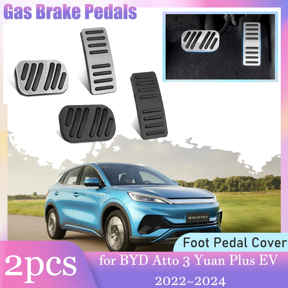

Gas Brake Rest Pedals for BYD Atto 3 Yuan Plus EV 2022~2024 Clutch Anti-Slip Alloy Brake Footrest Foot Pedal Cover Accessories