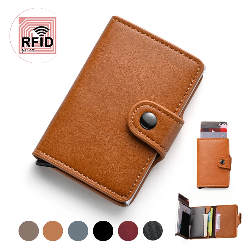 Rfid Men Wallet Card Holders Purse Carbon Fiber Men Business Slim Thin Smart Wallet Credit Cardholder Case Note Holder