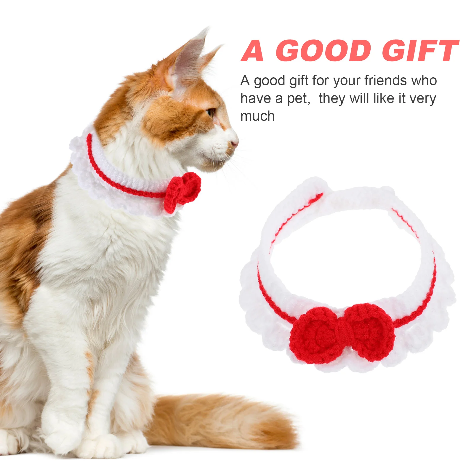 

Adorable Pet Collar Colored Knitted Scarf for Cats Dogs Long Term Use Super Skin Friendly Attractive