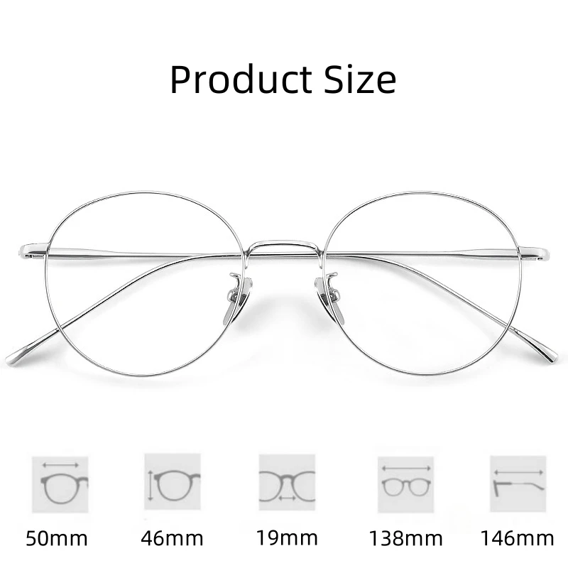 Xbora Fashion Round Optical Prescription Glasses Custom Reading Myopia Multifocal Titanium Alloy Eyewear For Men and Women 1644 - Image 5