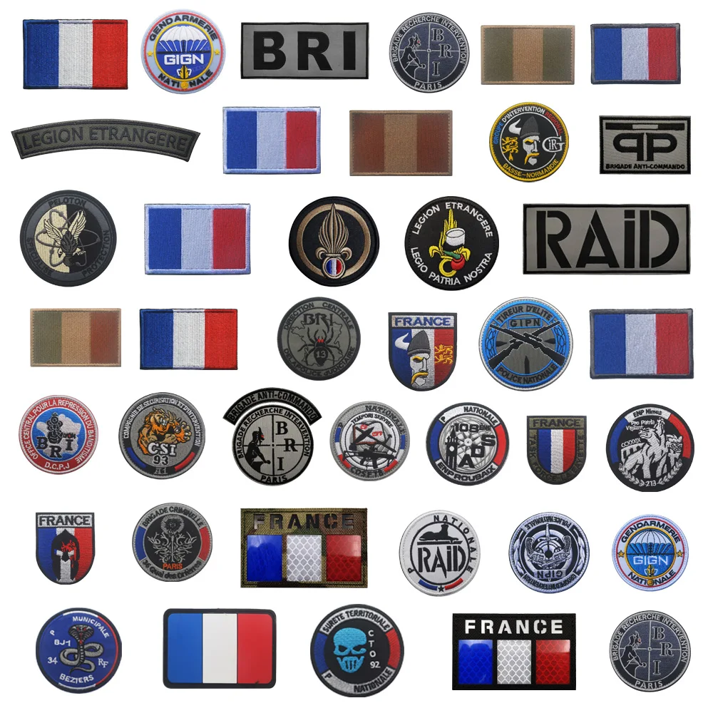 ZTY- Outdoor Military Fan IR Reflective BRI Tactical Sticker French  Badge Identification Flag Badge RAiD Hook Loop Patches