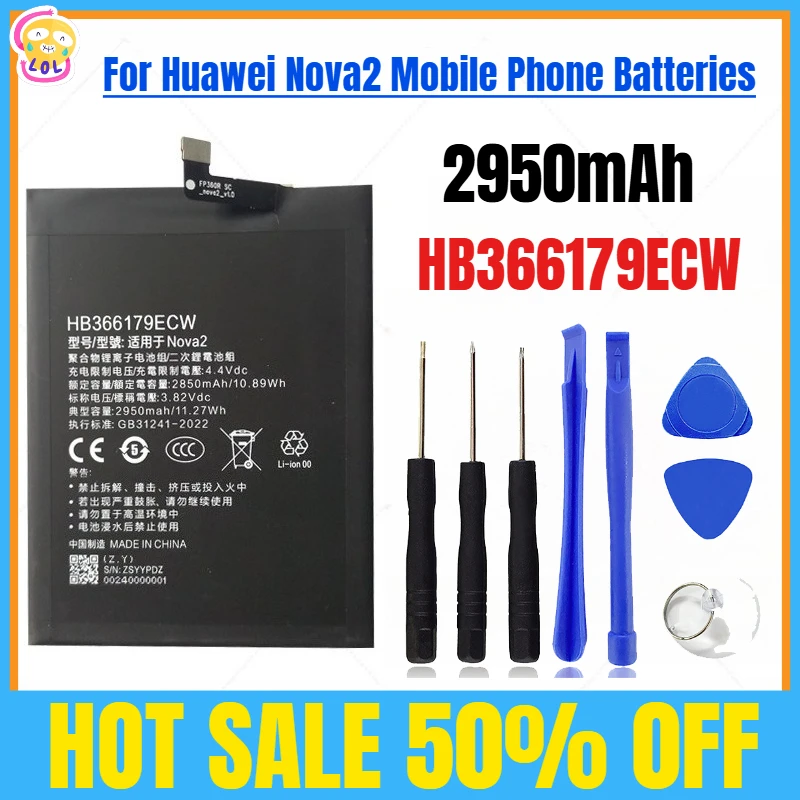 

2950mAh HB366179ECW for Huawei Nova2 Mobile Phone Batteries
