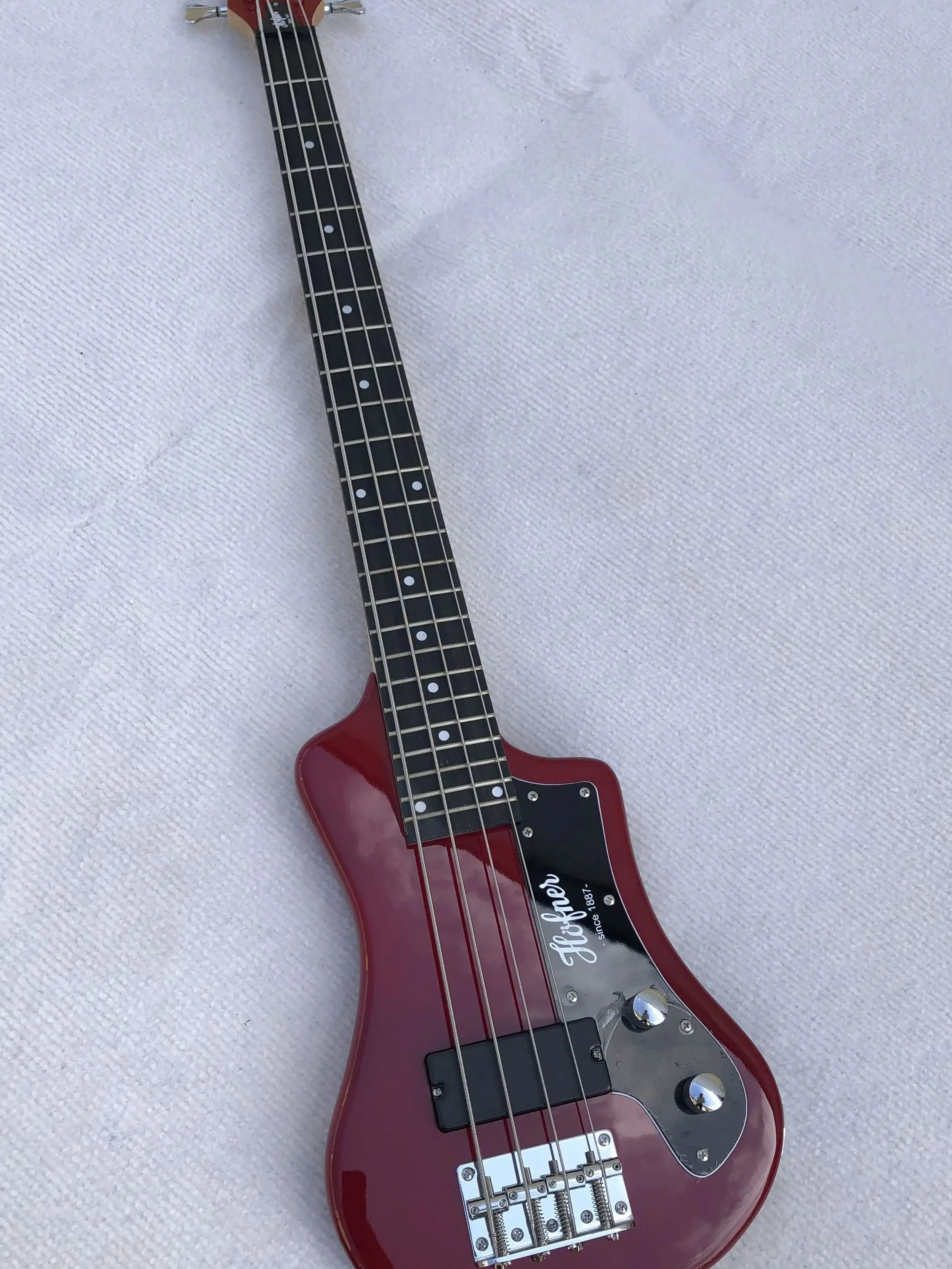 HOFNER Shorty Electric Bass Guitar Electric Bass Glossy Red Right Left handed good quality travel portable mini bass 4 String