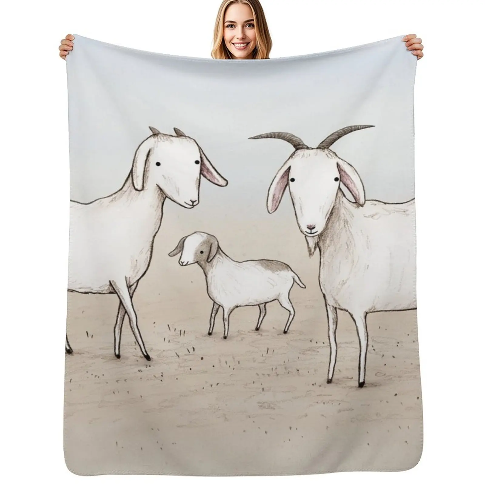 Wild Goat Family Throw Blanket Fluffy Cozy Throw Blanket for Home Decor