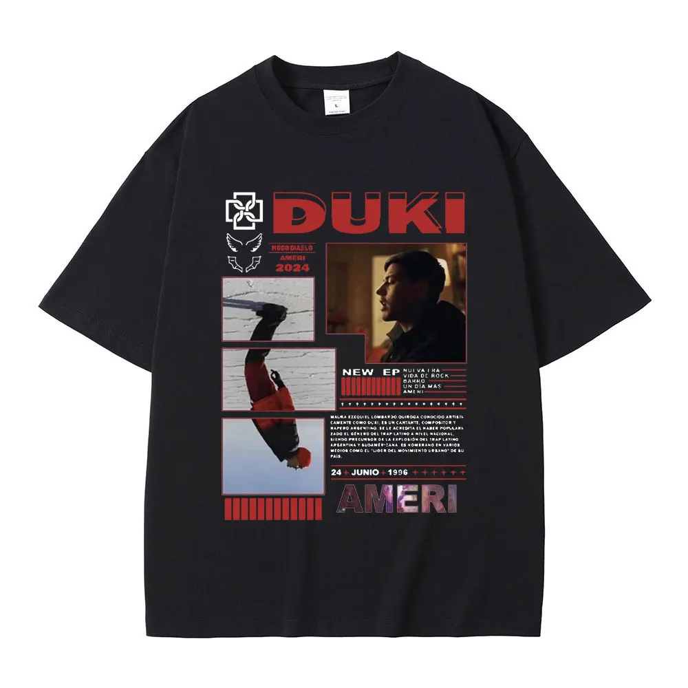 

Limited Duki Ameri Music Album Cover T-shirts Men Women Vintage Oversized Tshirt Men's Hip Hop Fashion Rap T Shirts Streetwear