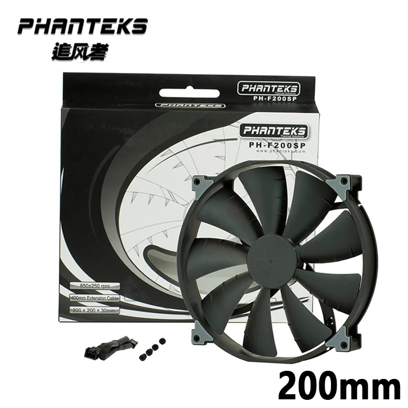 Tản Nhiệt PHANTEKS F200SP Đen Cao Thể Tích Không Khí Quạt PC 200Mm 3Pin Êm Quạt Làm Mát FDB Thủy Lực Vòng Bi