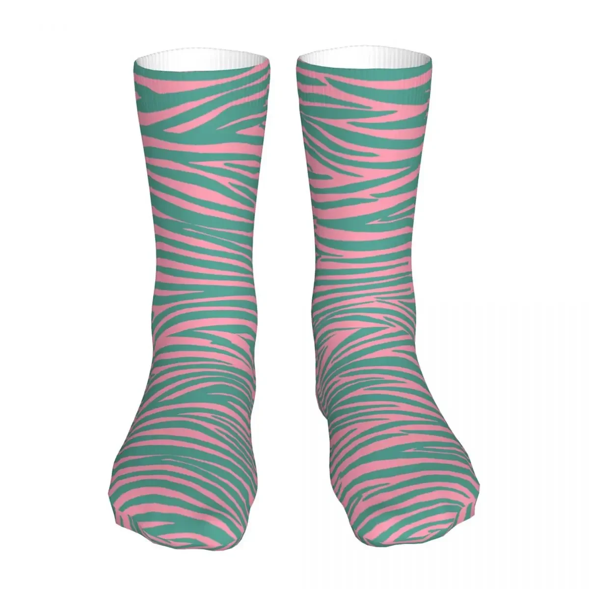 Happy Pink And Green Zebra Stripes Woman Socks 2022 Men Sport Sock