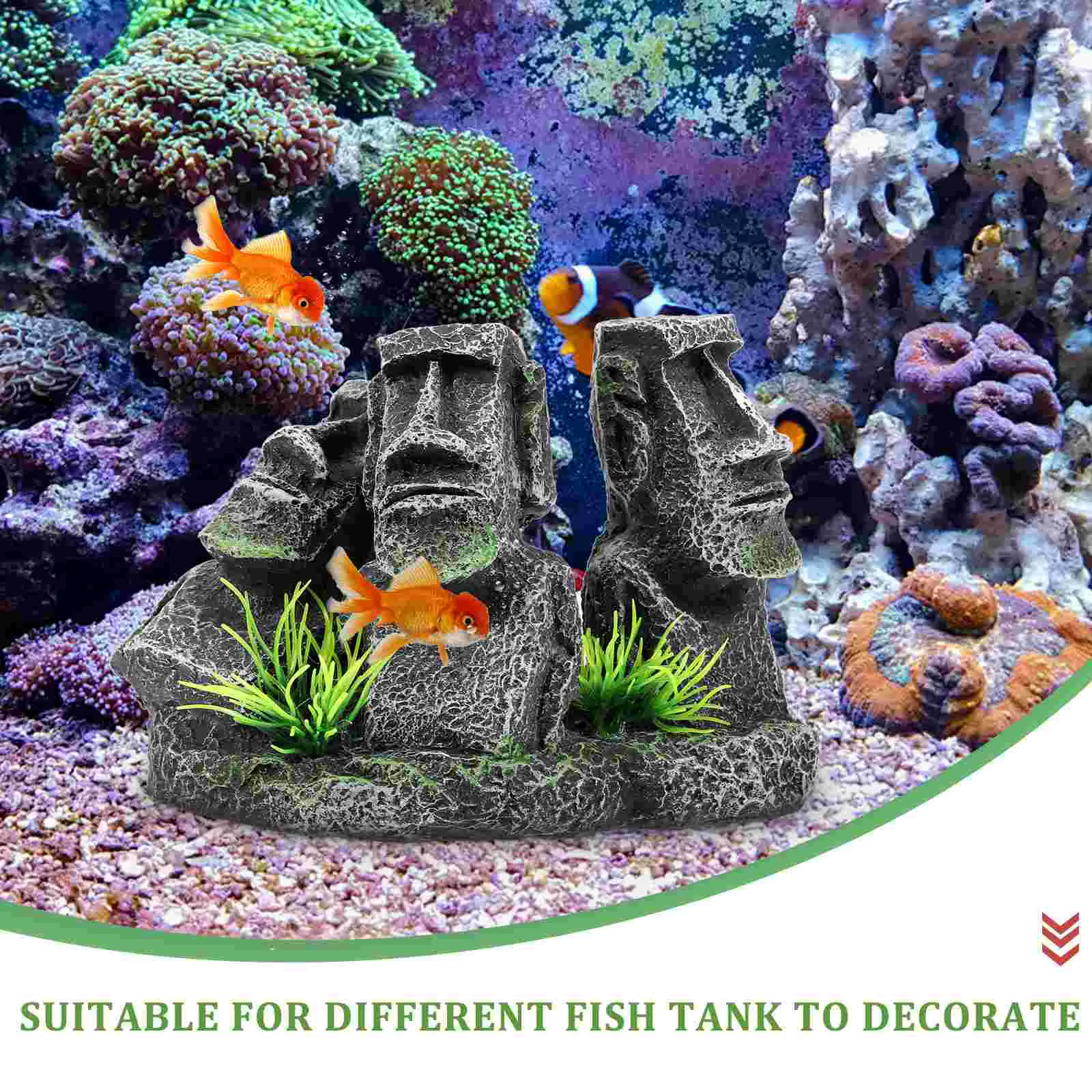 Easter Island Aquarium Decor Stone Statue Ornaments Large Decorations Betta Fish Moai Tanks