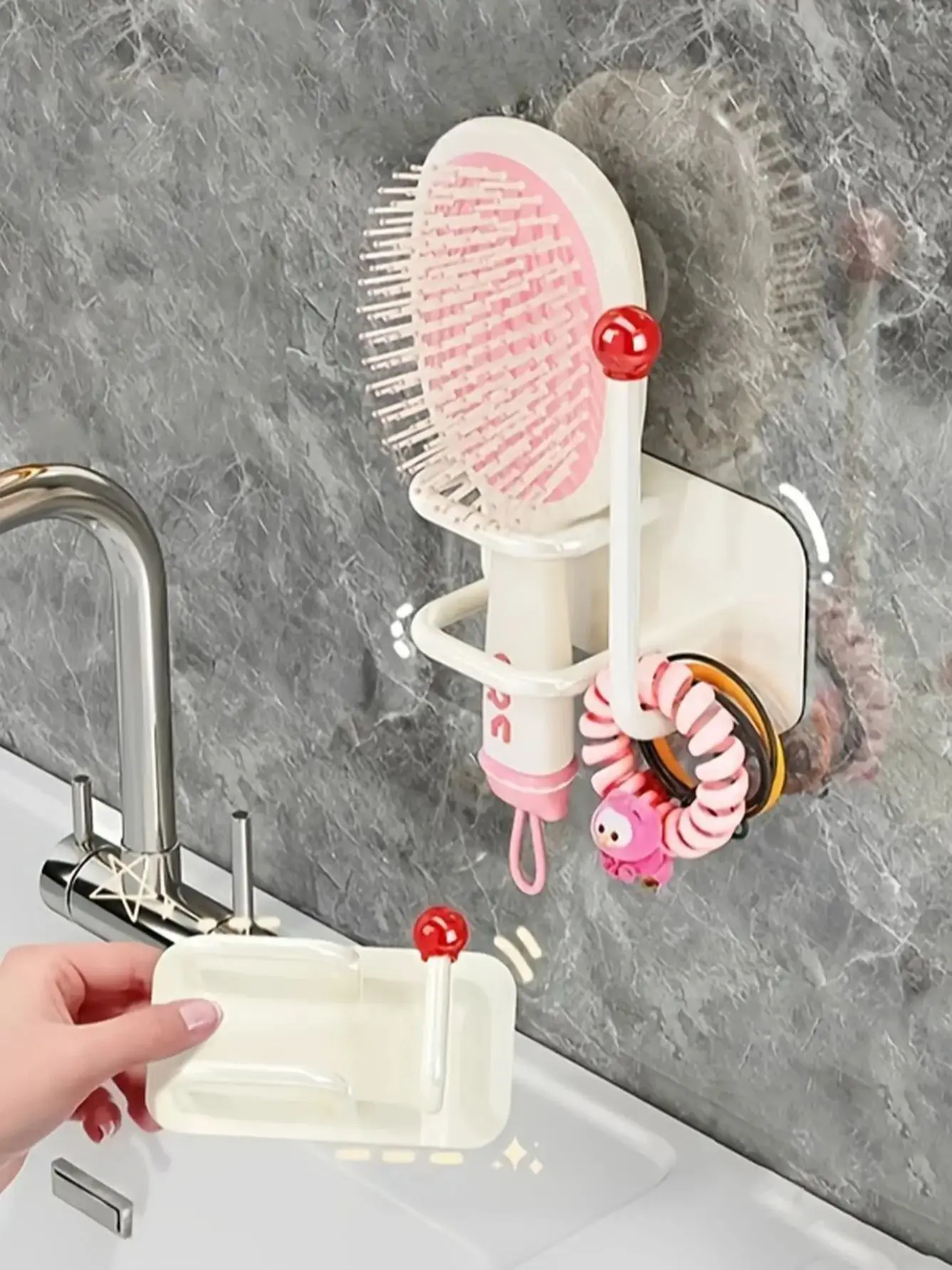 Support d'accessoires pour cheveux de Style nordique, salle de bains en plastique étanche, peigne mural, chouchous, organisateur de bandes de cheveux, support de rangement