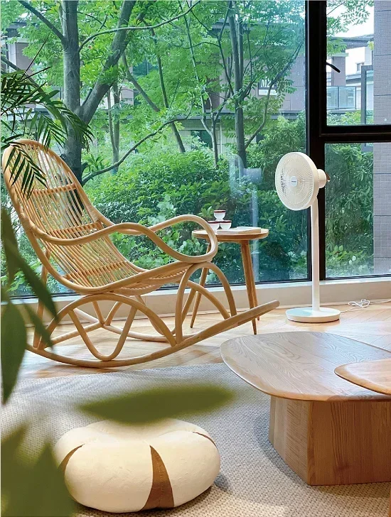 

#Home Balcony Living Room Leisure Lounge Chair Adult Natural Rattan Wicker Rocking Chair