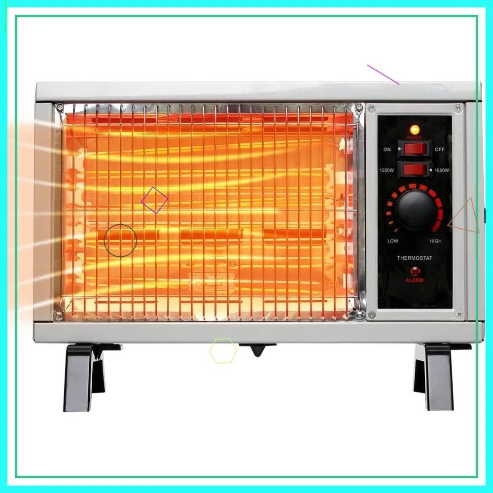 

Portable Radiant Heater, 1250W/1500W Indoor Space Heater with Adjustable Thermostat, Fast Heating for Garages and Workshops