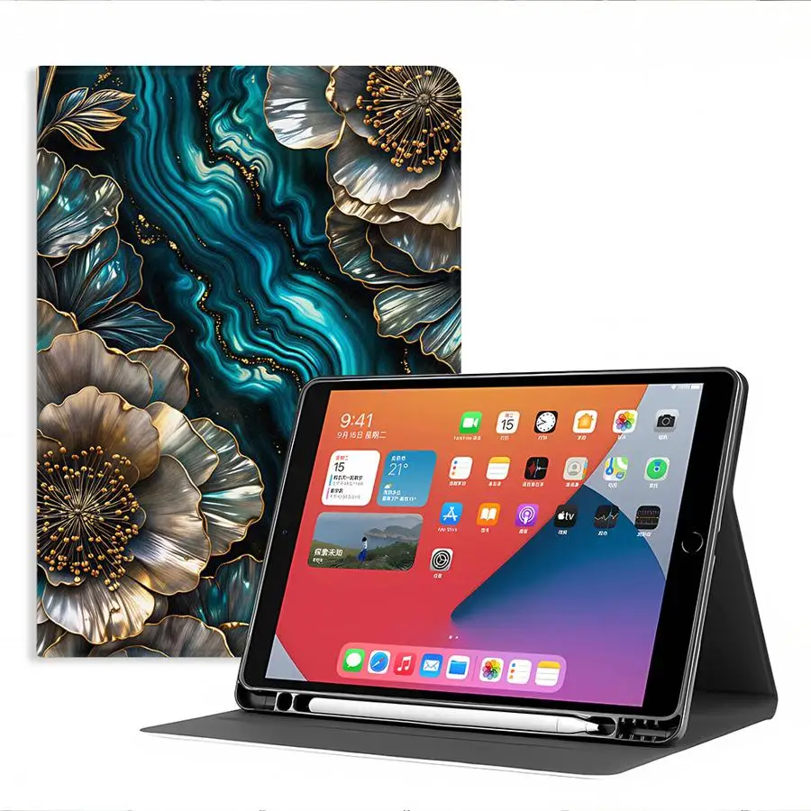 Case for Xiaomi Pad 5 6 7 8 Pro Pad 6s Pro 7 Ultra Redmi Pad SE K Pad 8.8 9.7 12.4 Inch with Pencil Slot Teal Gold Art 6