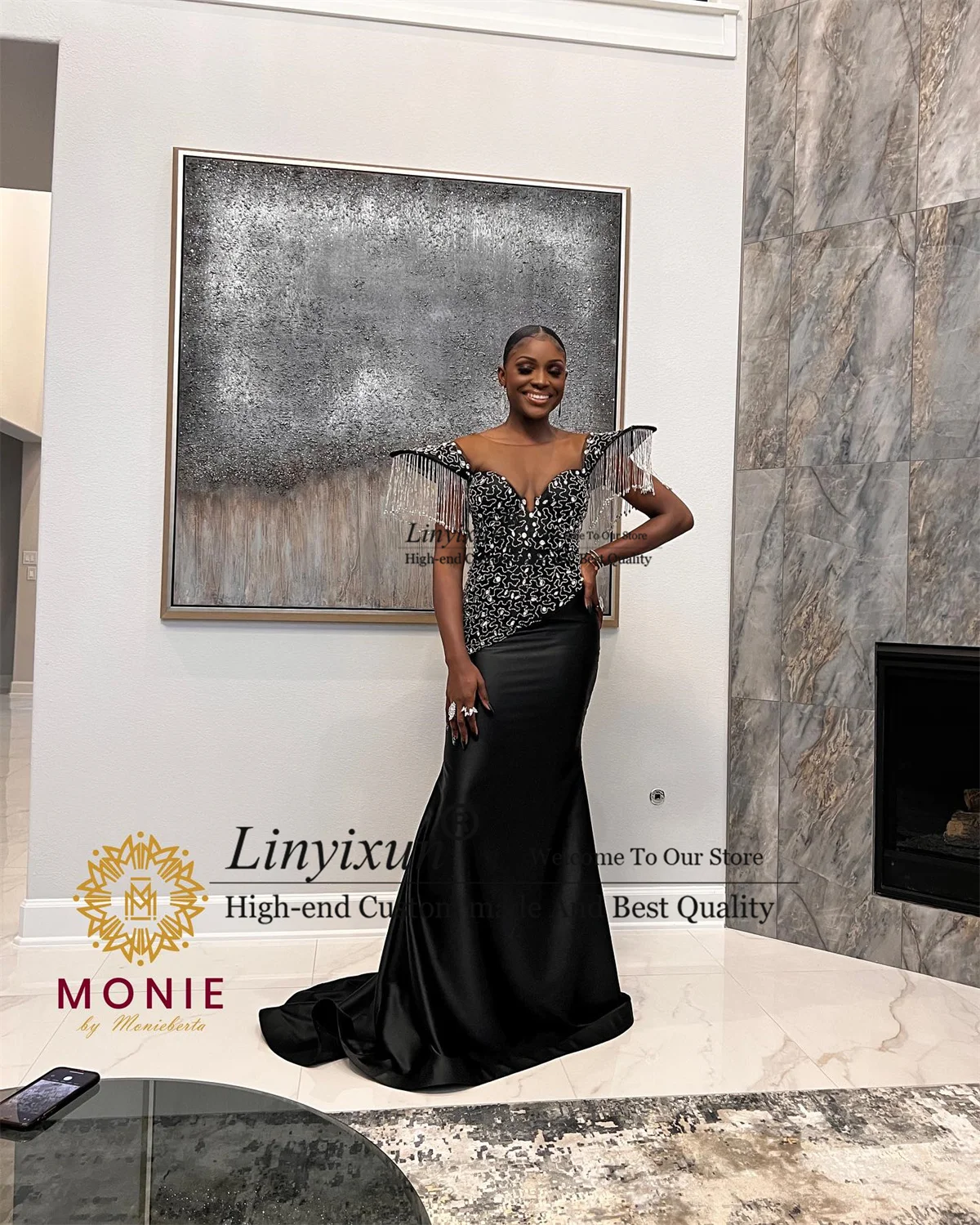 Arabic Mermaid Prom Dress Rhinestone Crystals Formal Evening Party Gala Gowns Customized Court Train Sexy Aso Ebi Robe De Soiree