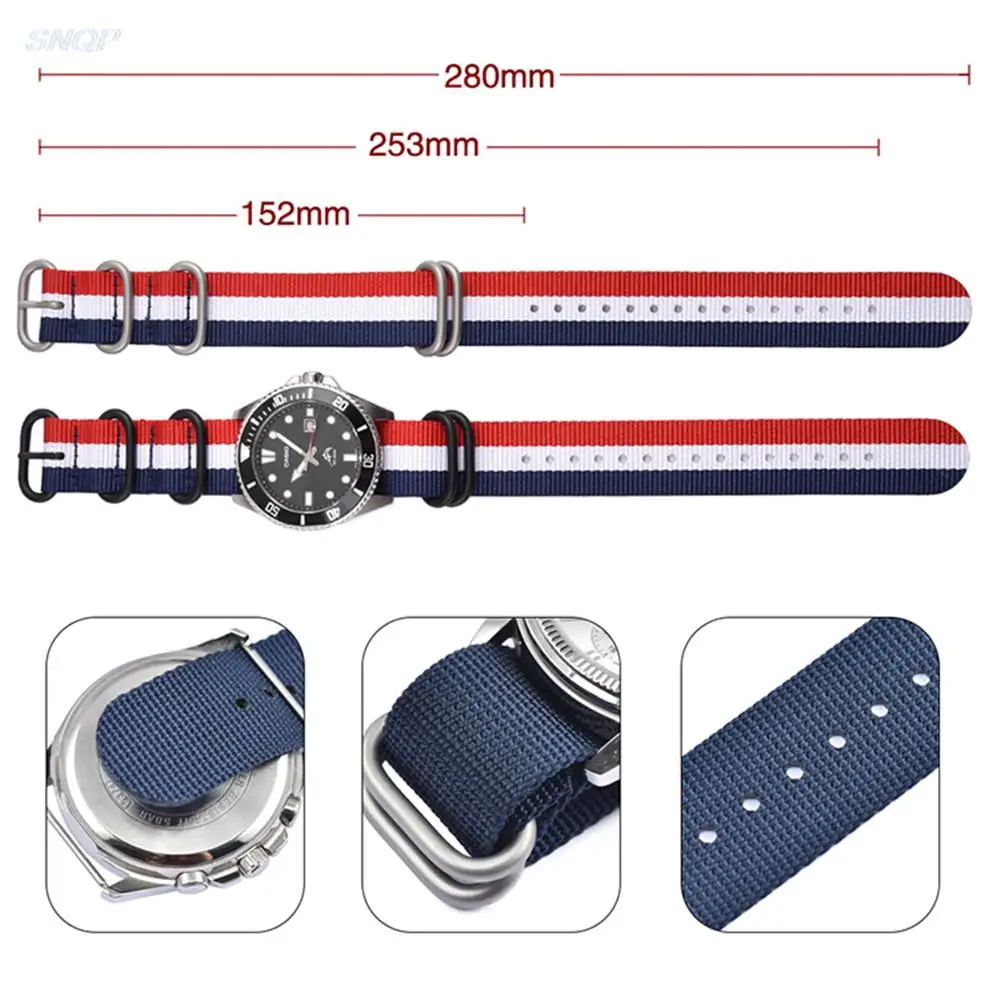 النايلون قماش حزام ساعة اليد 20 مللي متر 22 مللي متر الرجال النساء الرياضة سوار المعصم حلقة مشبك الفرقة ل أوميغا سايكو كاسيو