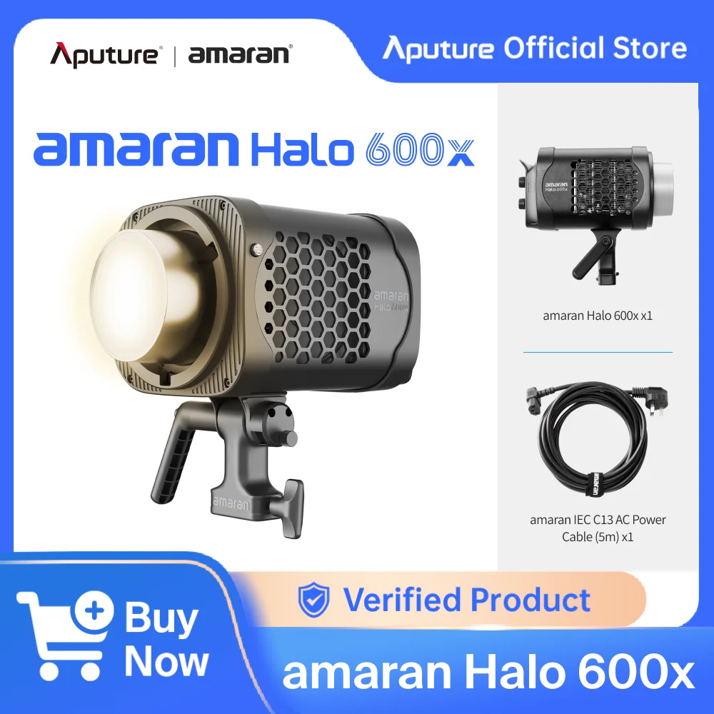 amaran Halo 600x Bi-Color Point-Source COB Video Light 2700K to 6500K APP Control for Home Studios, Livestream Rooms by Aputure