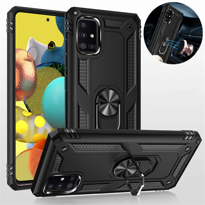 Shockproof Rugged Ring Stand Cover Fundas For Samsung Galaxy A01 Core A11 A21 A31 A41 A51 A71 A21S Case TPU Bumper Shell Coque