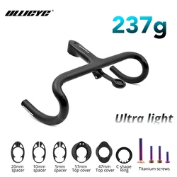 ULTRA Light 237g Road Bike Full Carbon Fiber Internal Cable Integrated Bicycle Handlebar Cockpit For 360mm-380mm With Mount