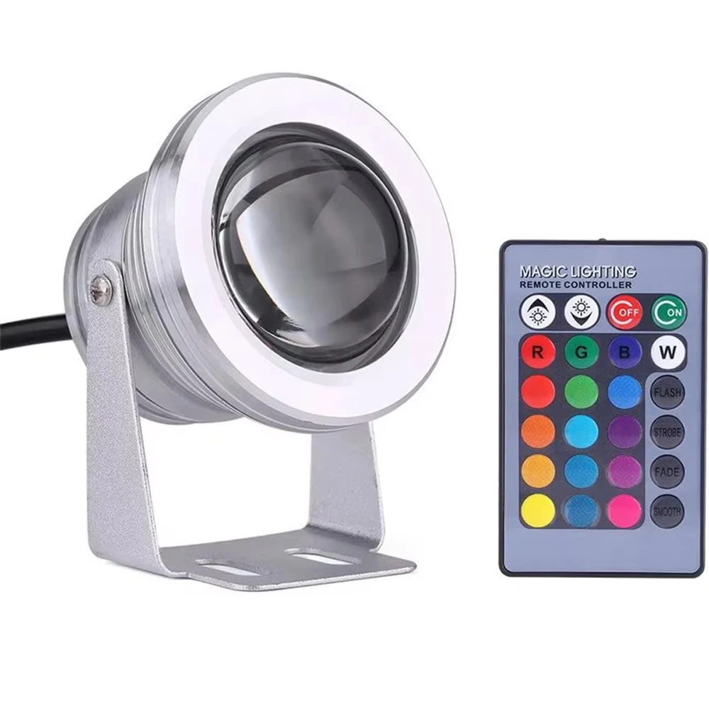 

10W RGB LED pond pool Lamp Waterproof IP67 12V 24V LED RGB Underwater Light Fountain light 16 color + 24key IR Remote controller