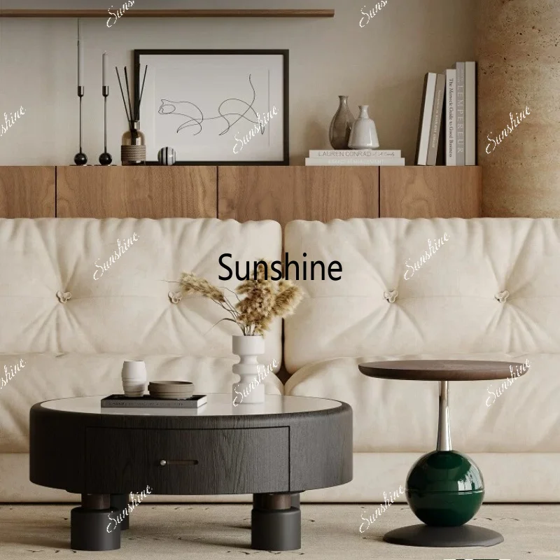 Italian minimalist round coffee table, living room household coffee table