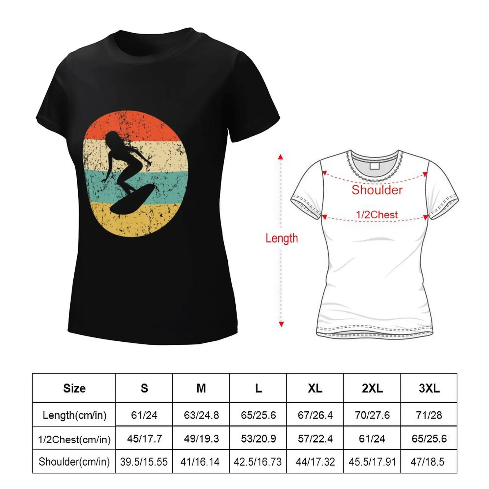 Surfing Vintage Retro Surfer T-Shirt summer top summer tops t shirt Women