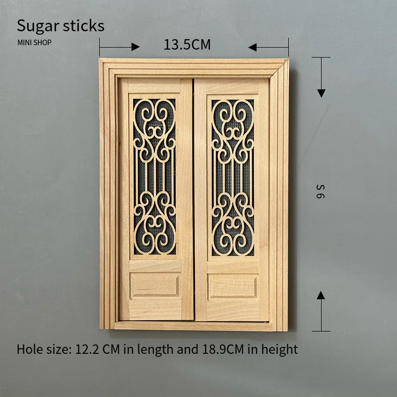 12 Scale Dollhouse Miniature Doors And Windows Set with Openable Wooden Staircase And Window/Door Accessories for Decor