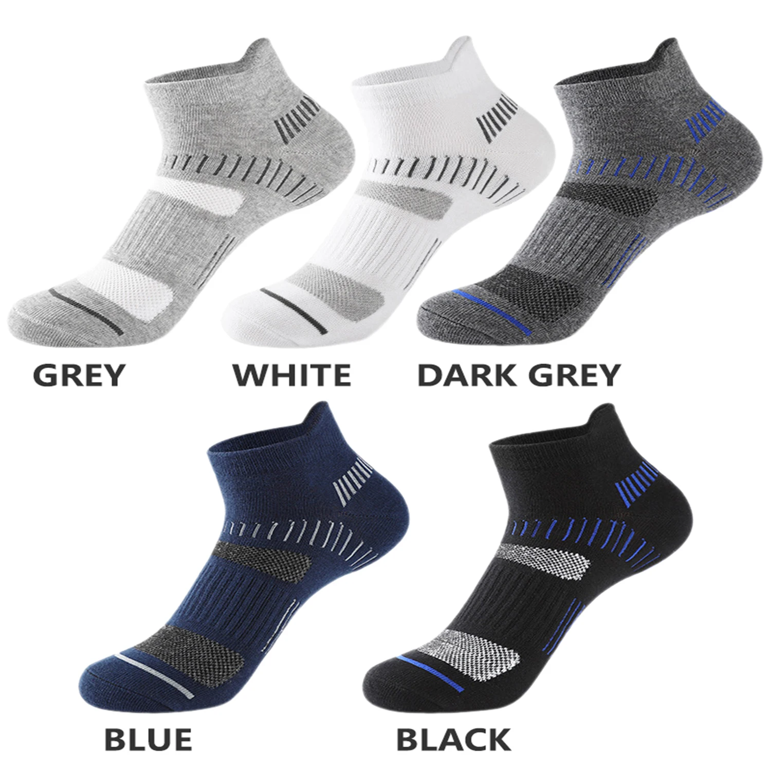 Men's Athletic Ankle Socks 5 Pack Mens Cushion Comfort Casual Running Sock