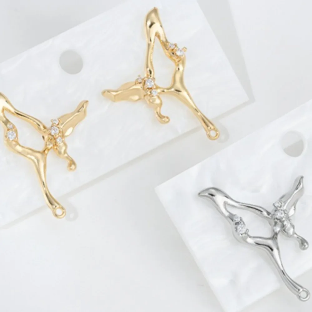 

Copper 14K Gold Color Zircon Irregular Butterfly with Hanging Earrings Handmade DIY Earrings Ear Accessories Material