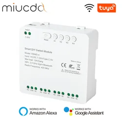 MIUCDA Tuya WiFi Switch Module 4 Channels Smart Switch 7-32V/85-250V RF 433 Remote Control Relay Work With Alexa,Google Home