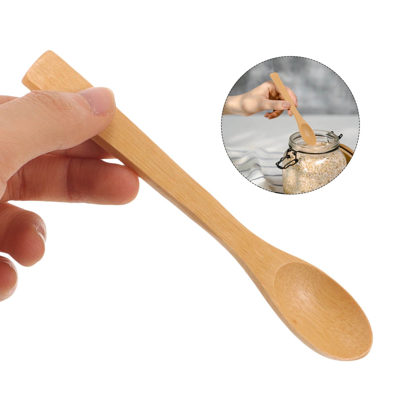 

6Pcs Household Stirring Spoon Bamboo Material Polished Finish Spoon for Soup Tasting Serving Cooking Multipurpose Tool