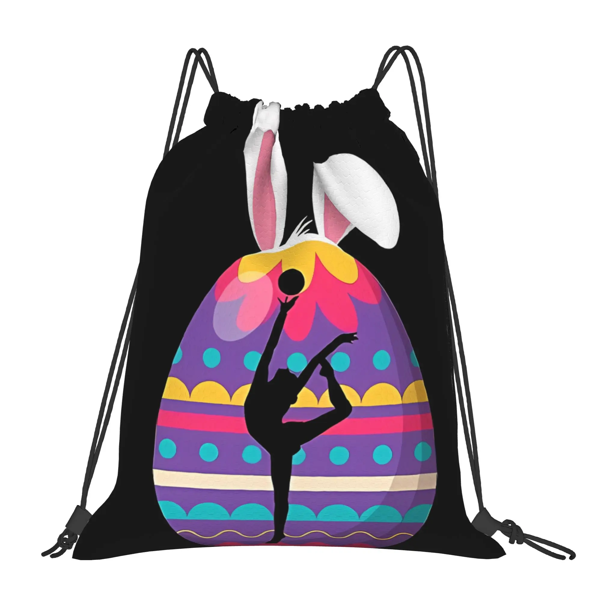 Gymnastics Inside Bunny Egg Happy Easter Lover Portable Hiking Riding Gym Drawstring Storage Sporty Backpacks