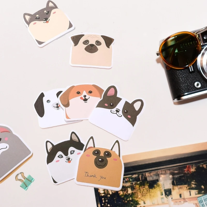 DXAB 12x Sticky Note Cartoon Honden Sticky Pad Beschrijfbare Memo's Pad Animal Sticky Note