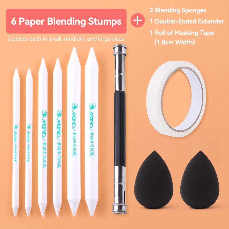 Double Head Blending Stumps and Tortillions Paper Art Blenders Drawing Pencils for Student Artist Charcoal Sketch Drawing Tool