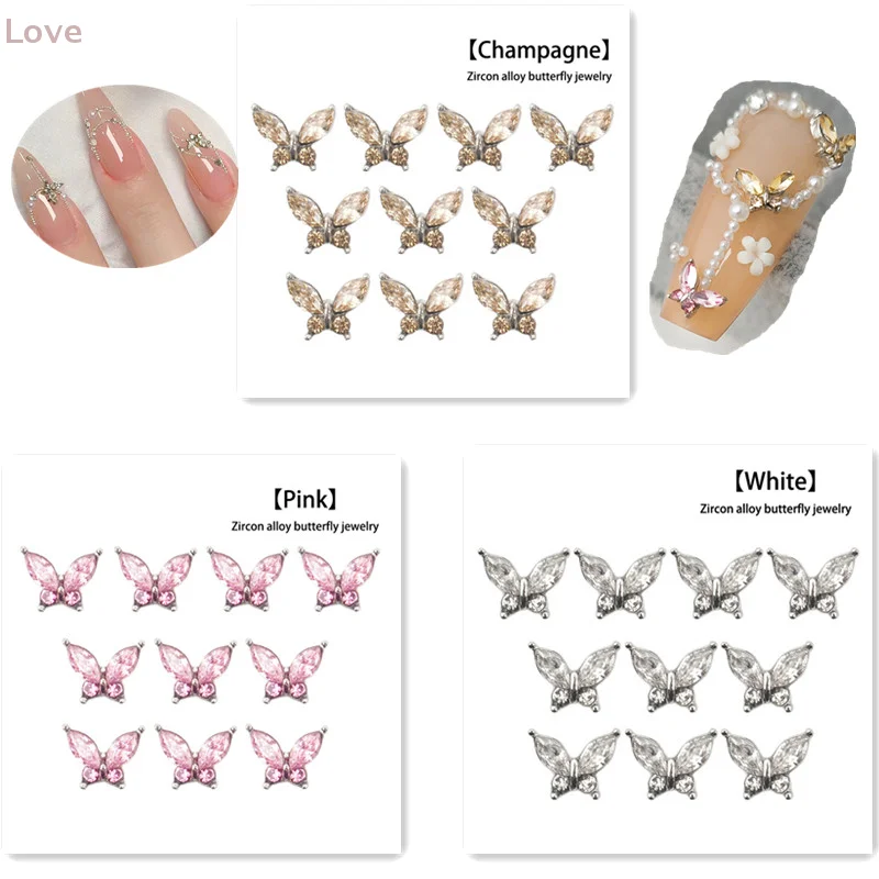 

[L & P] 10 шт., блестящие подвески для ногтей с бантом, бабочки, ассортимент, смола, 3d украшения для дизайна ногтей, шпильки, аксессуары, поставки для женщин