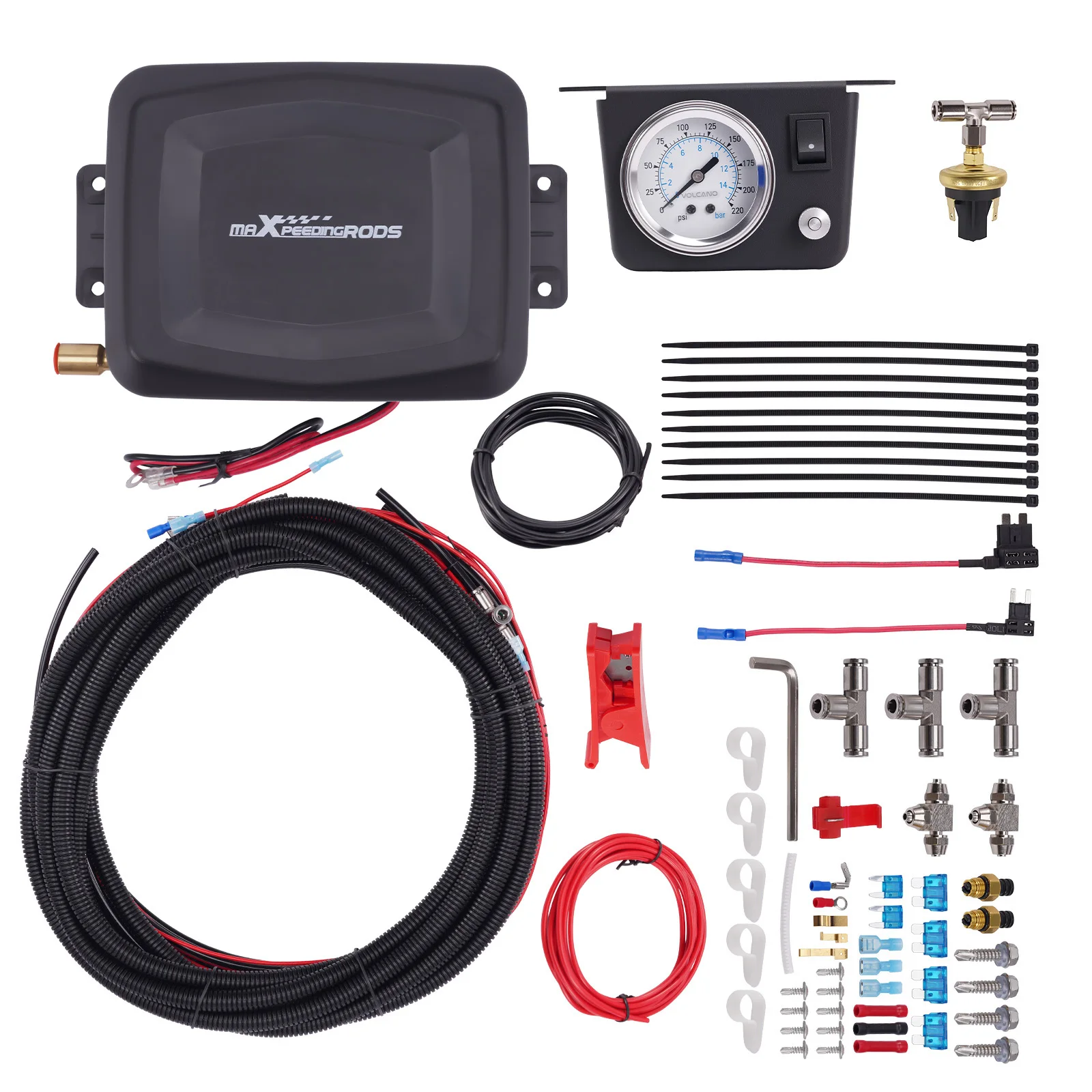 Maxpeedingrods Universal Air Compressor Suspension Shock Controller Kit For Dodge Ram 1500 2500 3500 For Ford F150 F250 F350