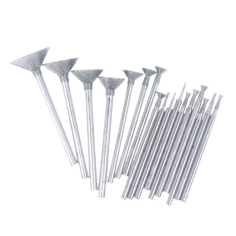 0.5-16mm Diamante Rotondo Burring Levigatura Punta da trapano Testa di macinazione Gambo da 2.35mm Intagliare Precisione Strumento di intaglio Parti smerigliatrice elettrica