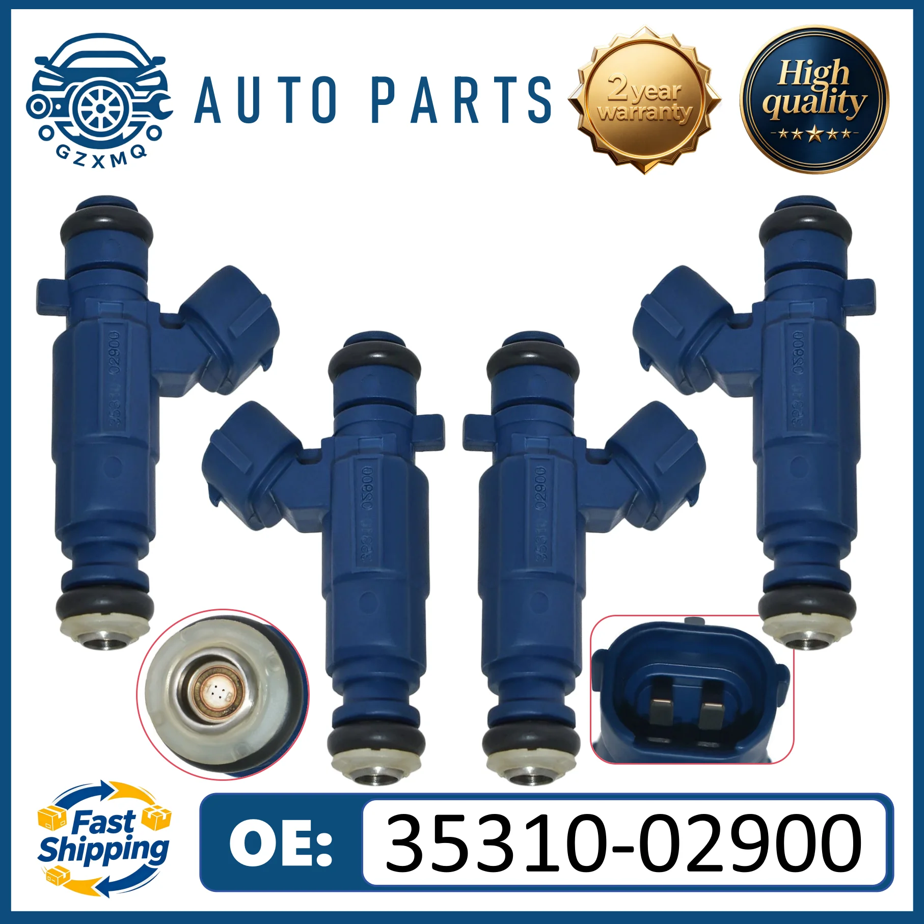 

35310-02900 Set of 4 fuel injectors, suitable for Hyundai Atos MX, Kia Picanto BA, Atos Prime MX, and i10