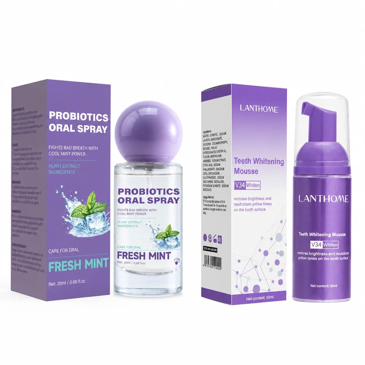 Teeth Whitening Mousse - Probiotic Oral Spray V34 Dental Care