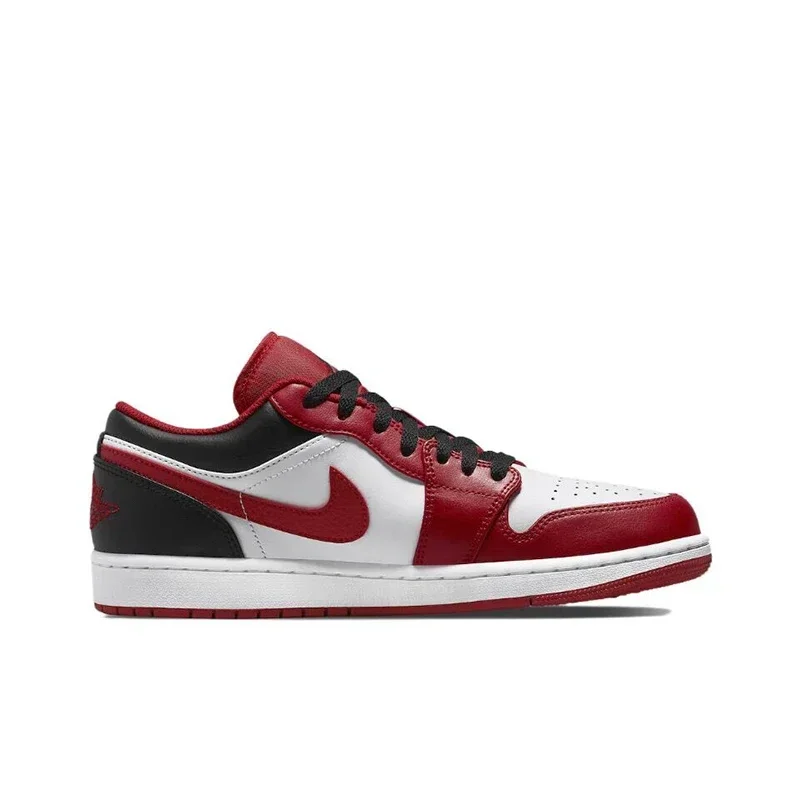 Original Air Jordan 1 low "Red Anti-Slip Low Top Retro Basketball Shoes Men's Sneakers Red and White and Black 553558-610