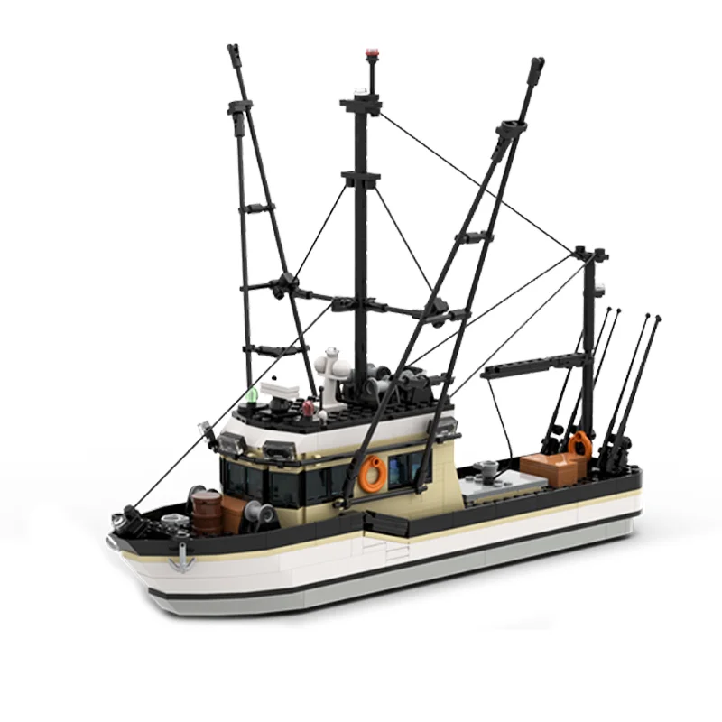 611pcs MOC Tuna Salmon Trawler Fishing Boat City Port Construction Educational Toys moc Building Blocks Toys Christmas Gifts