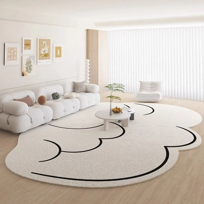 Modern Simple Cream Style Living Room Carpet Non-slip Washable Bedroom Bedside Irregular Rug Ins Office Soft Fluffy Floor Mats