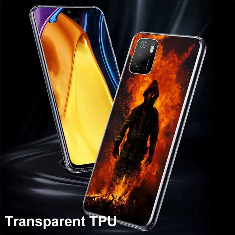 Firemen Hero Flame Phnoe Case for Xiaomi Poco X5 Pro X4 Gt X3 Nfc M5S M4 M3 M2 F3 F2 F1 Mi Note 10 Lite A2 A3 Unique Cover Coque