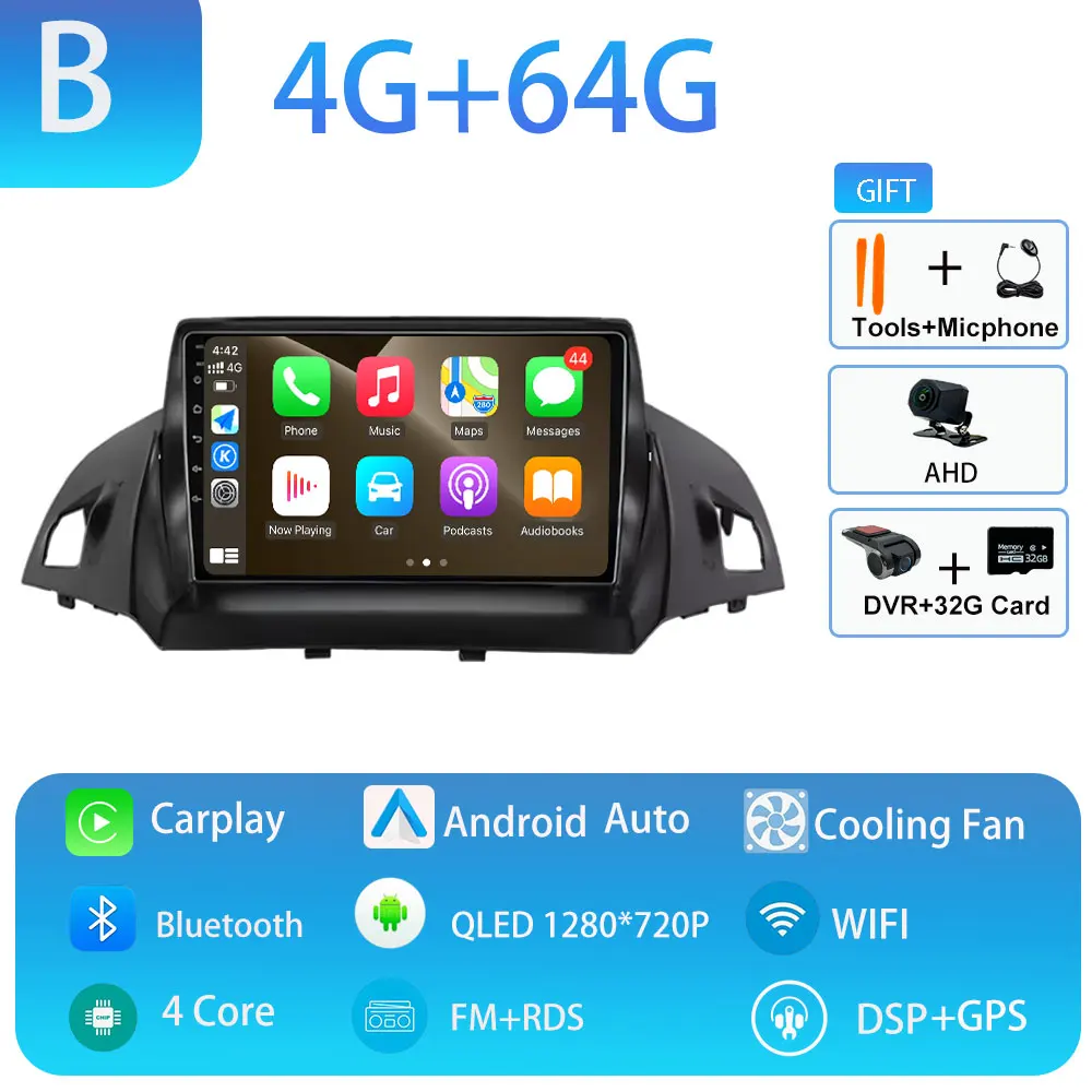 Autoradio voor Ford C-MAX Kuga 2 Escape 3 2012-2019 Carplay Autoradio Android 15 Auto GPS Auto Multimedia touchscreen 4G WIFI