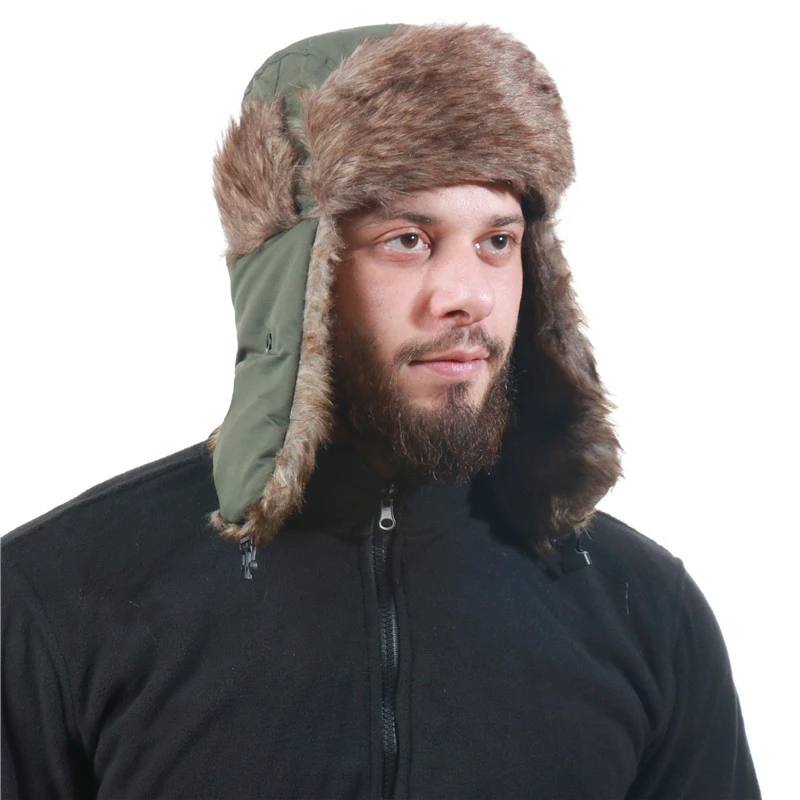 Men Women Unisex Bomber Hats Ski Hat Winter Men Warm Russian Ushanka Hat With Ear Flap Fur Trapper Cap