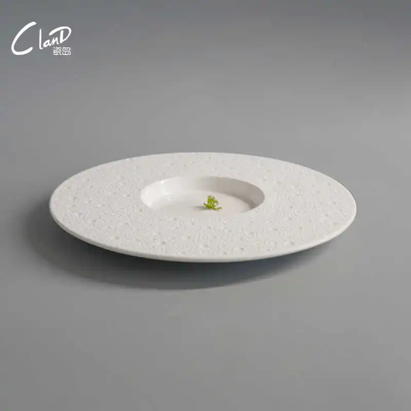 luxury wide-brimmed soup plate high-grade straw hat plate ceramic salad dish deep plates Western cuisine plate hotel tableware