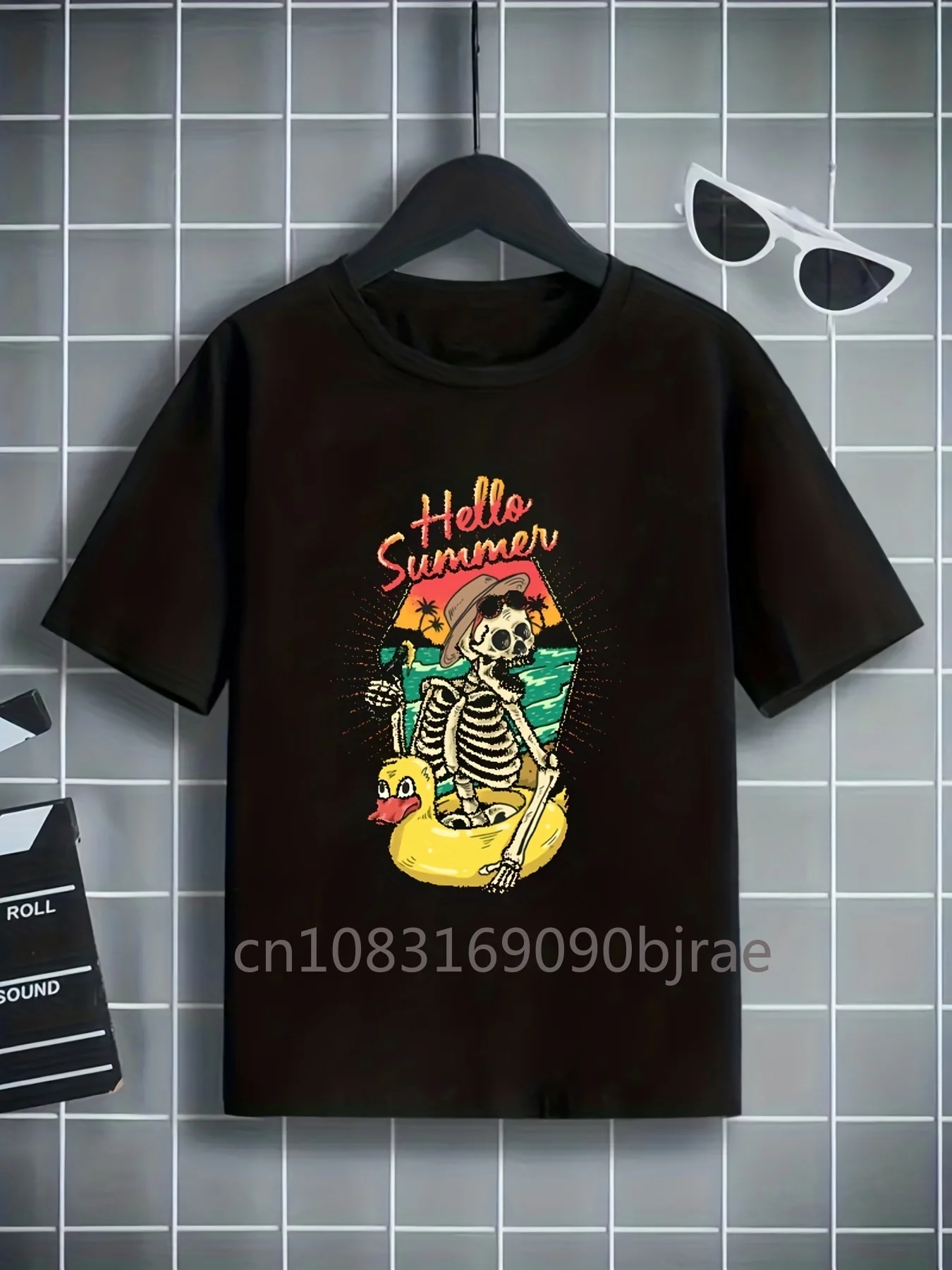 Summer Children Creative Funny ‘Say Hello’ Skeleton Print Boys 100% cotton T-shirt Casual Comfy Short Sleeve Tops Kids Clothing