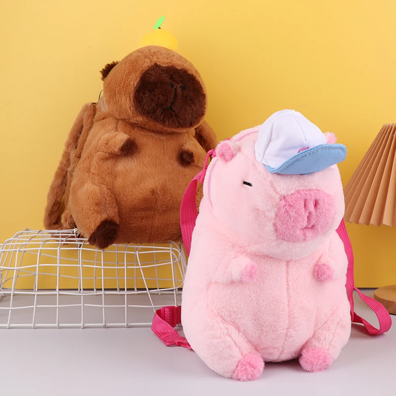 Capivara dos desenhos animados mochila de pelúcia kawaii boneca de pelúcia pele bookbags bolsa de ombro das crianças mini tote presente da namorada