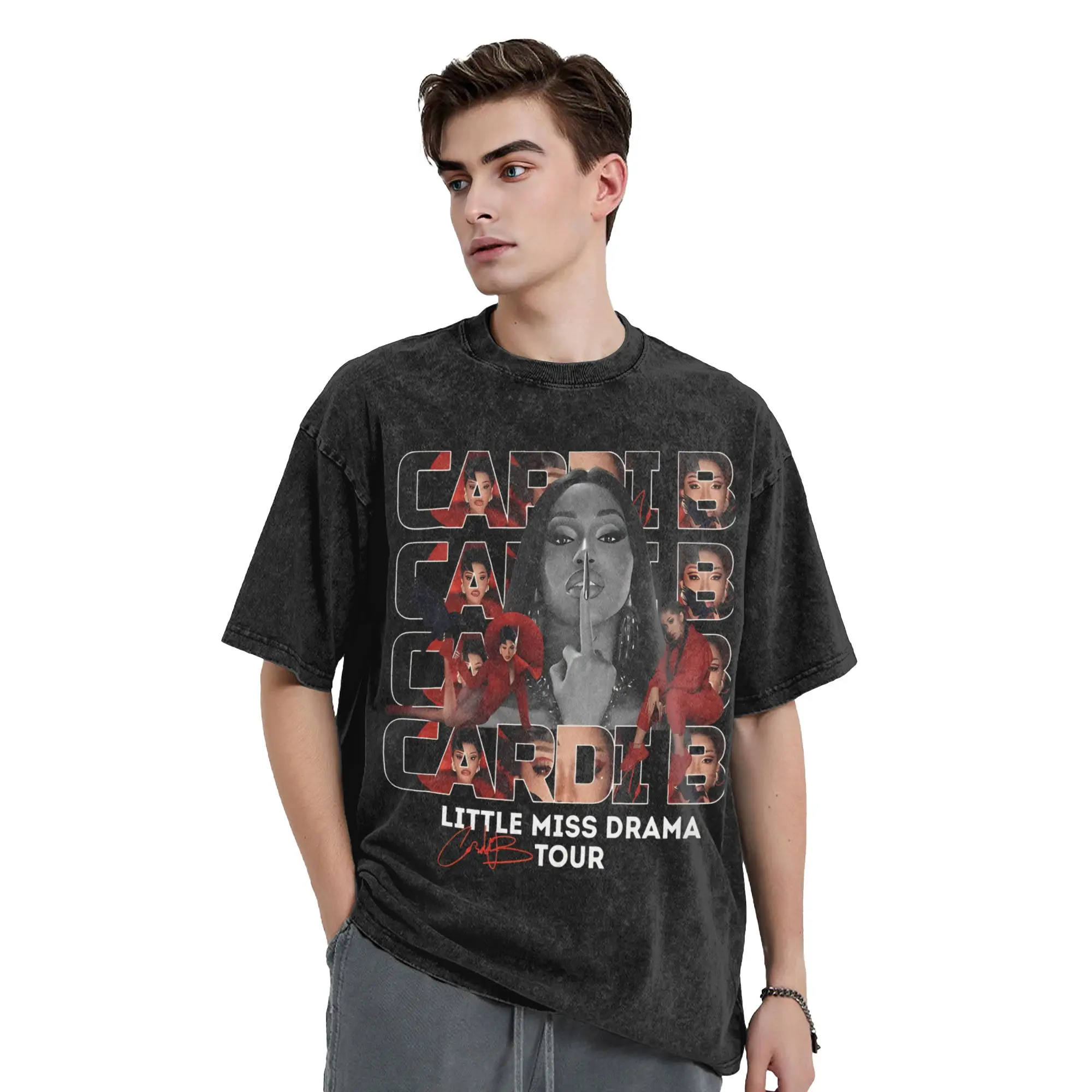 Cardi B Little Miss Drama Tour 2026  T-Shirt Summer  Streetwear T Shirts Cotton Tshirt For Mens Short-Sleeve Design Top Tees