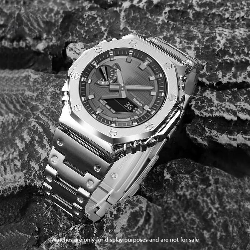 16 مللي متر الفضة الذهب الفولاذ المقاوم للصدأ حزام ل كاسيو GBM-2100 GM2100 GM 2100 GM-2100 المعادن الفولاذ المقاوم للصدأ ساعة سلسلة معصمه