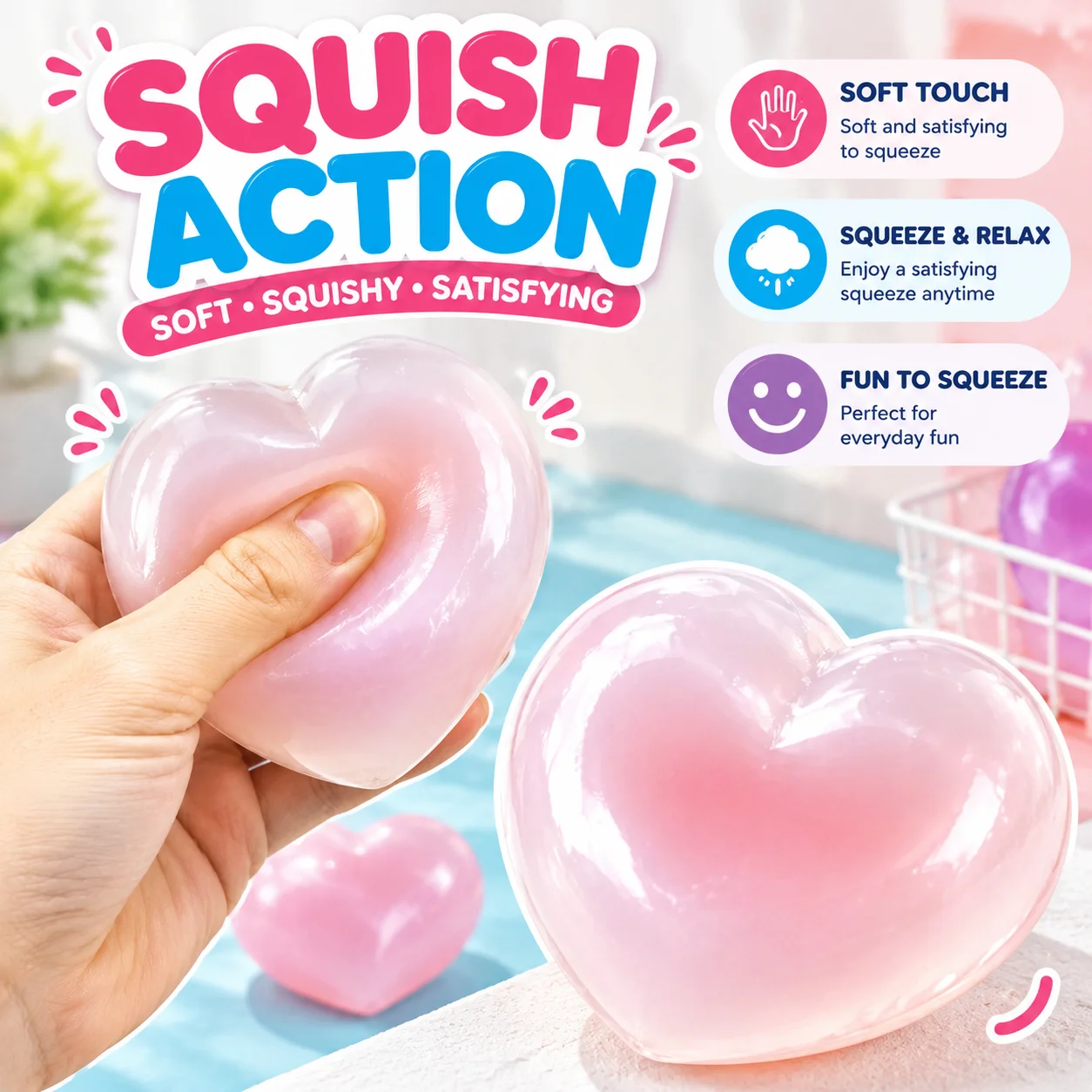 Color Changing Heart Maltose Squeeze Toy 1 2pcs Slow Rebound Anti Stress Fidget Squishy Cute Soft Gift for Adults